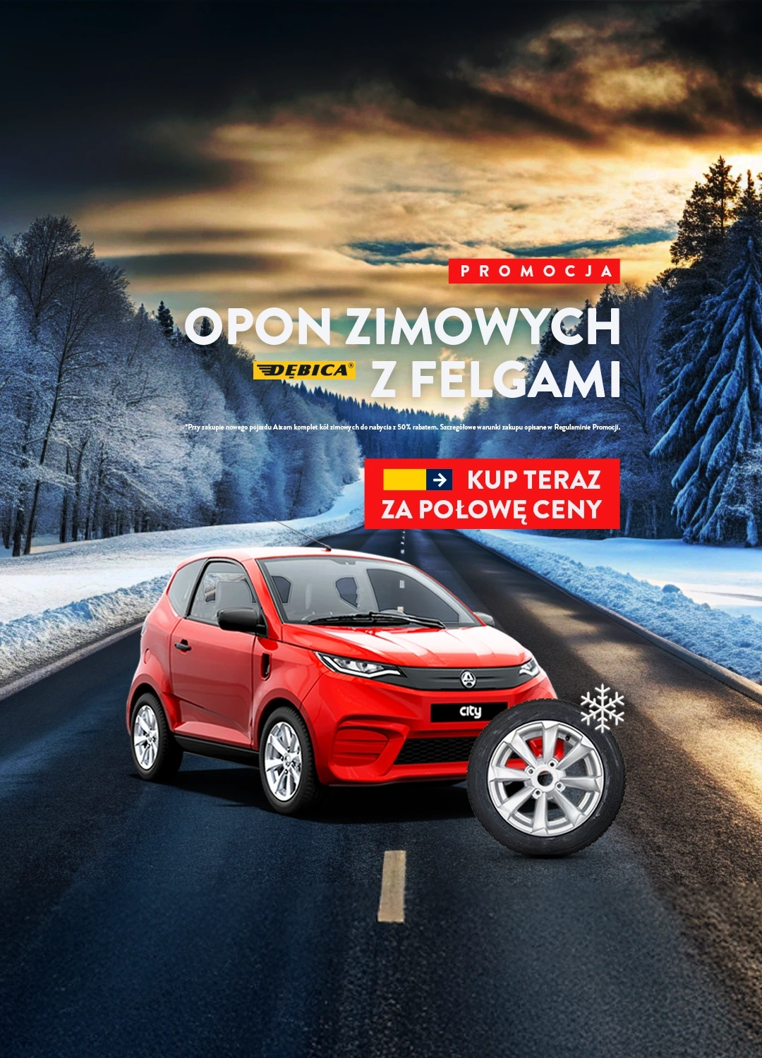 Komplet opon zimowych z felgami z rabatem 50%